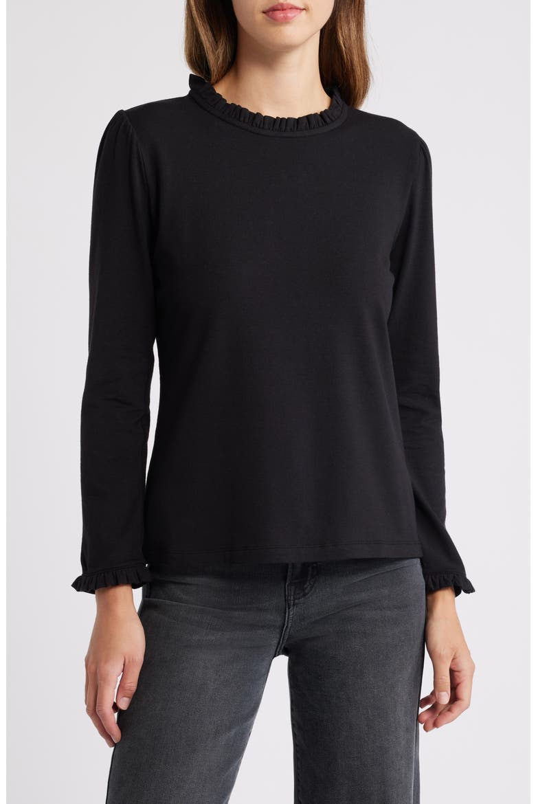 Ruffle Detail Top, Main, color, BLACK