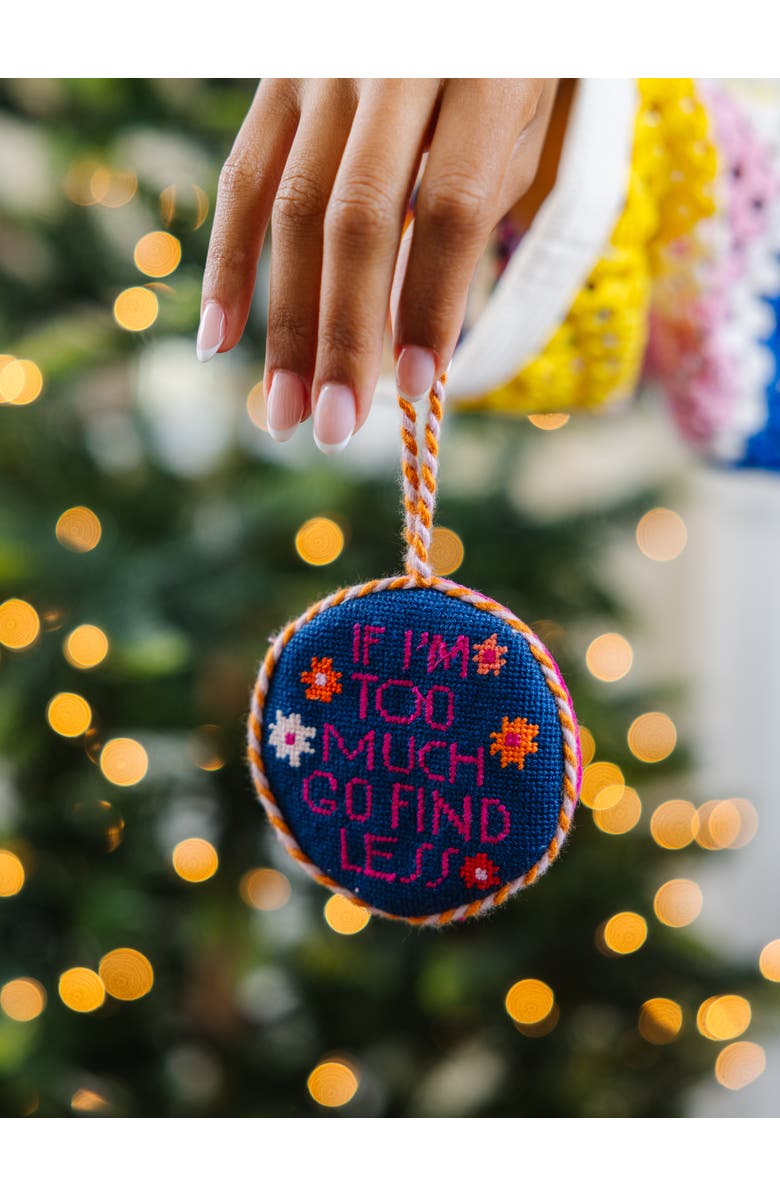 Furbish Needlepoint Ornament - Go Find Less, Alternate, color, Blue