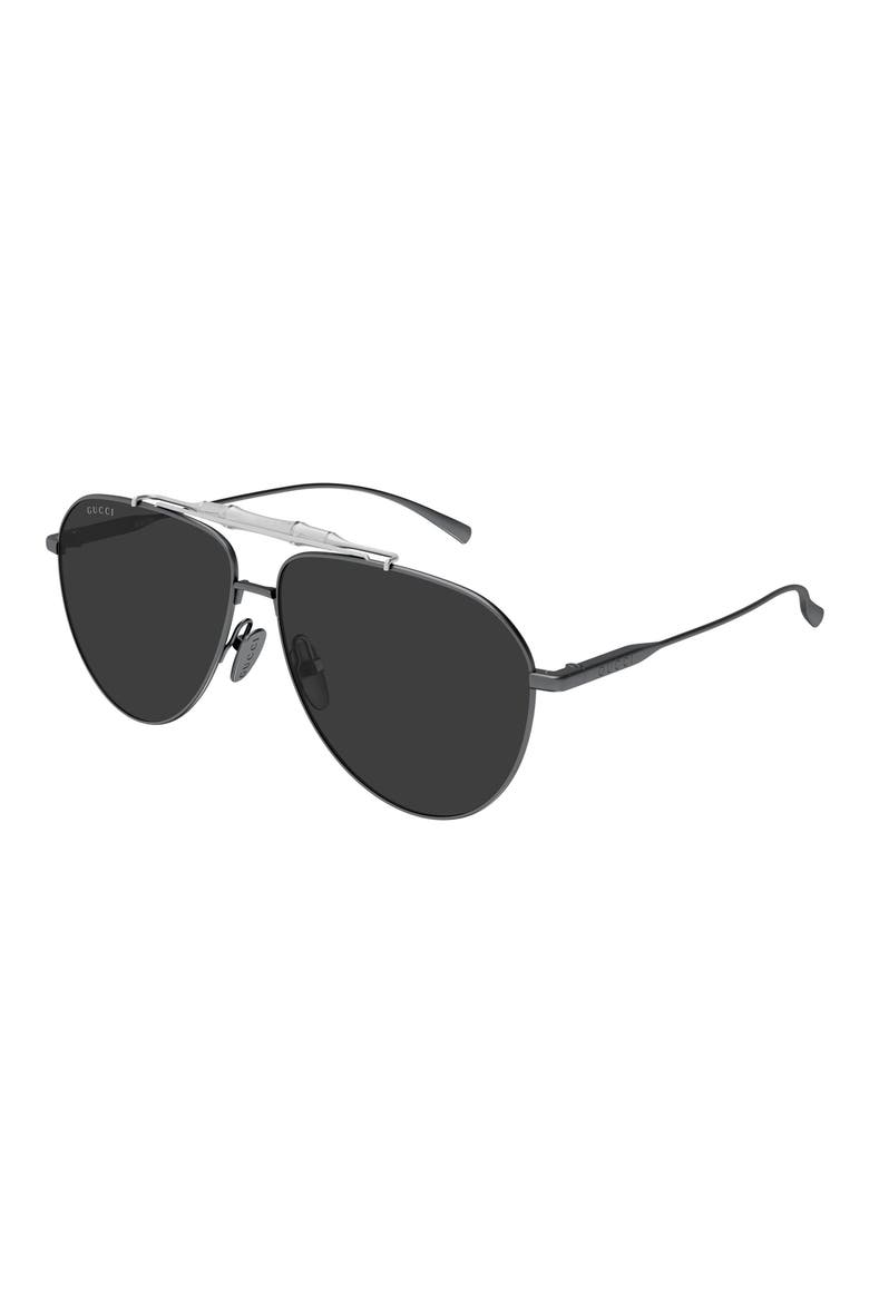 60mm Pilot Sunglasses, Alternate, color, RUTHENIUM