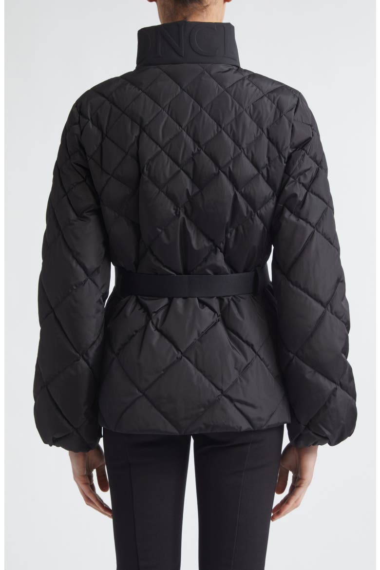 Balsamine Belted Water Repellent Quilted Down Jacket, Alternate, color, BLACK