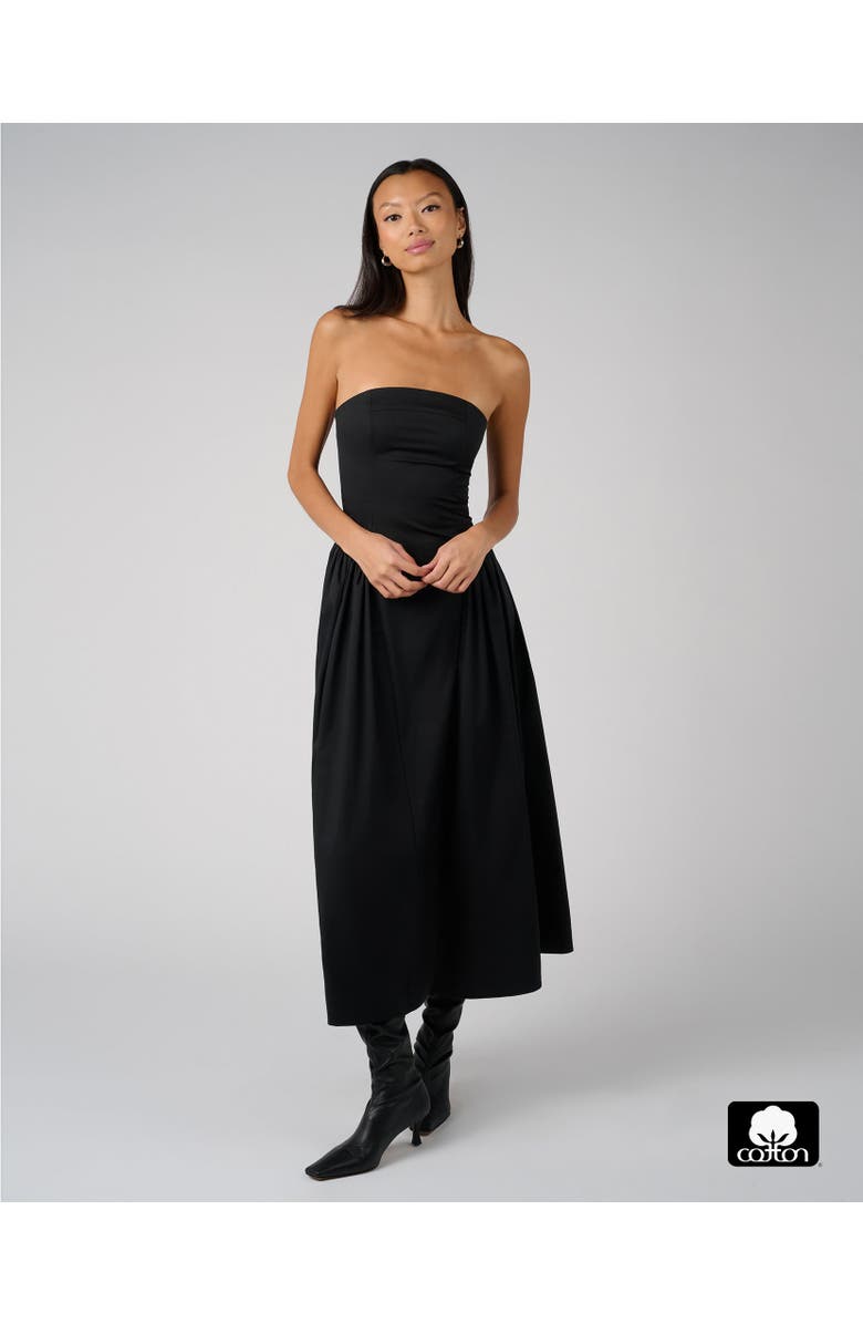 WeWoreWhat Strapless Corset Ruched Dress, Main, color, Black