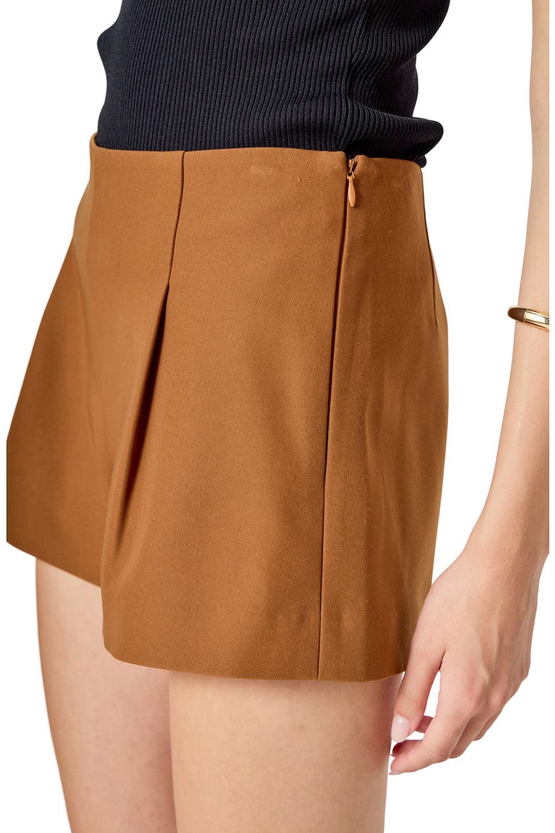 Pleated Low Rise Shorts, Alternate, color, CAMEL