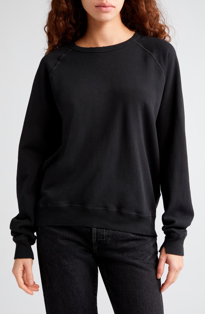 THE GREAT. College French Terry Sweatshirt, Main, color, Almost Black