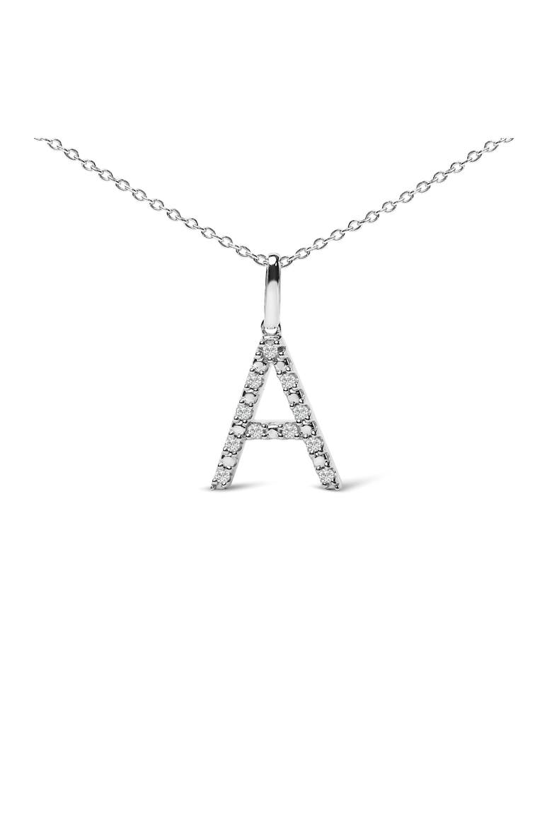 Sterling Silver Diamond Accent "A-Z" Initial Pendant Necklace, Alternate, color, Sterling Silver |A