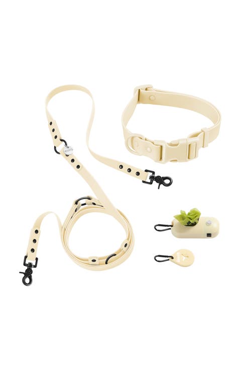 Luna 8FT Adjustable 6-in-1 Waterproof Hands-Free Leash and Collar with LED Flashlight, Bag Dispenser, and Poop Bag Holder