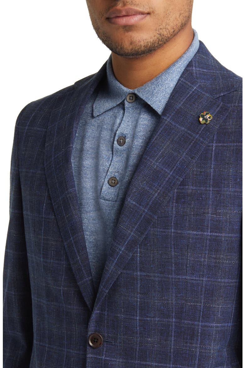Ralph Extra Slim Fit Plaid Stretch Wool Blend Sport Coat, Alternate, color, NAVY