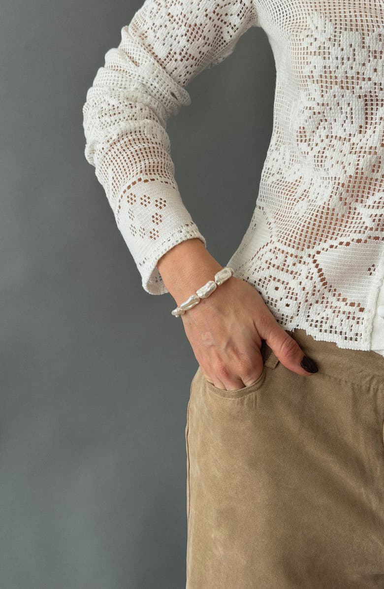 Joiana Jewelry Biwa Pearl Necklace and Bracelet Set, Alternate, color, White / Gold