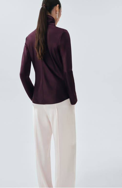 Mango Selection Turtleneck Satin Top In Purple