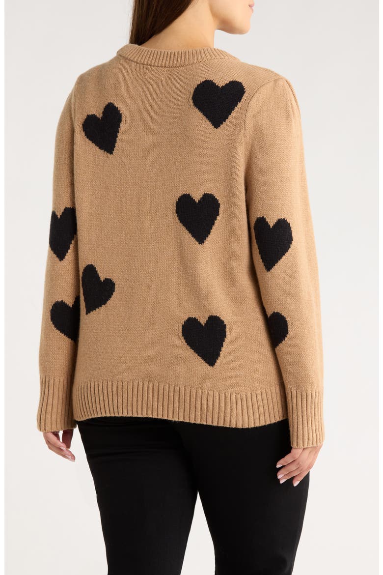 Intarsia Heart Sweater, Alternate, color, TAN CAMEL- BLACK HEART