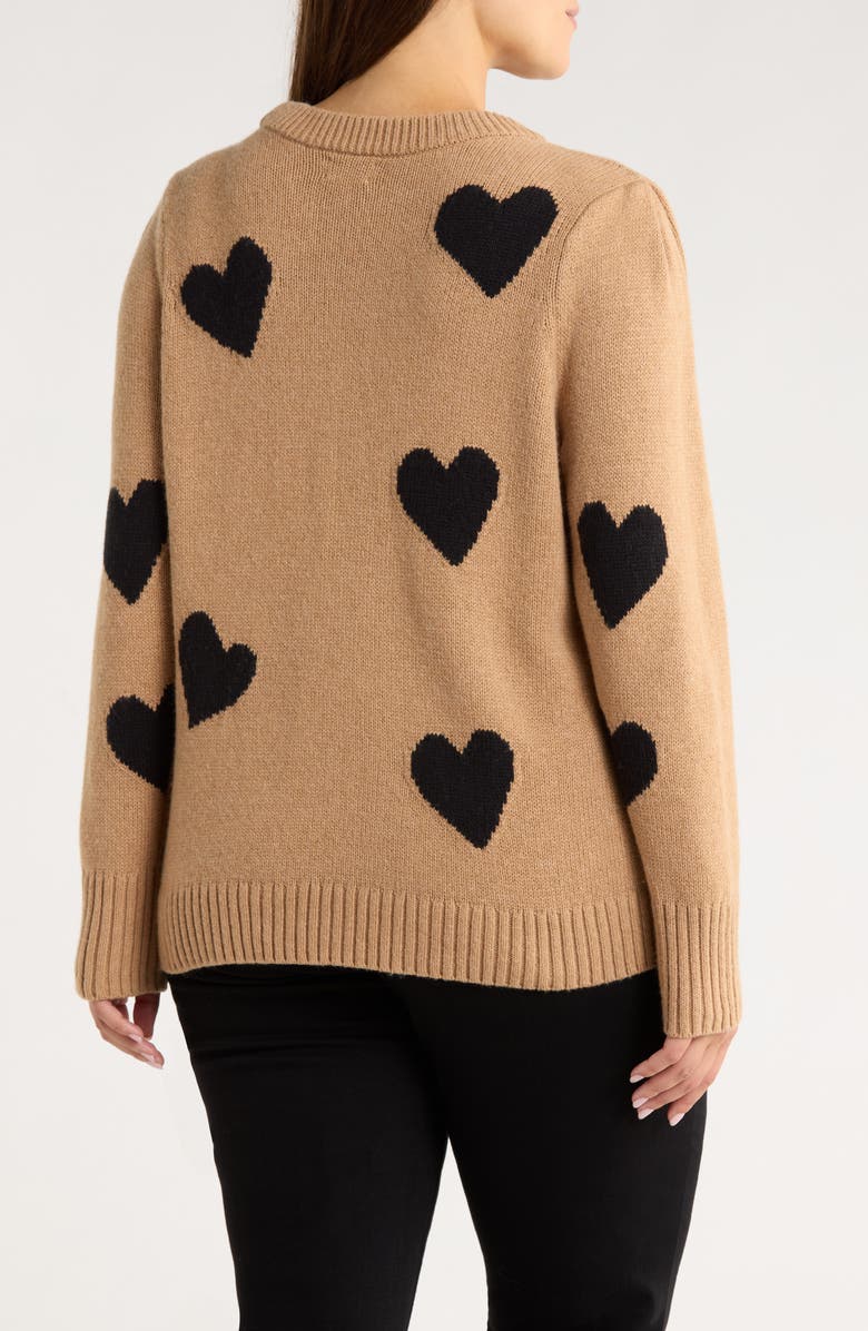 Caslon<sup>®</sup> Intarsia Heart Sweater, Alternate, color, Tan Camel- Black Heart