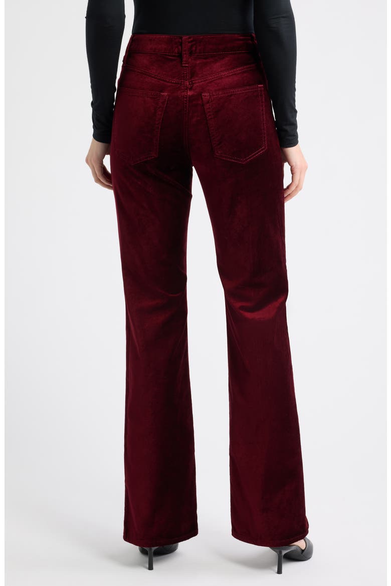 High Waist Bootcut Velvet Jeans, Alternate, color, DEEP GARNET