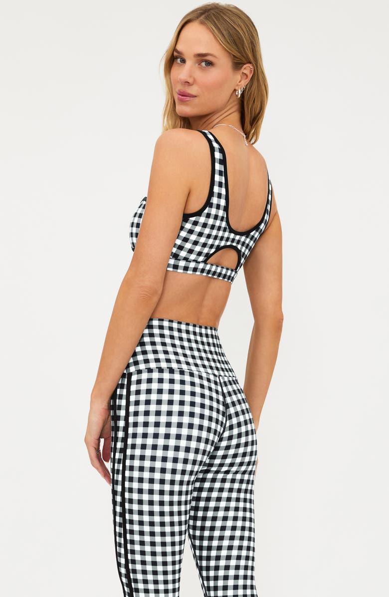Beach Riot Olympia Cutout Sports Bra, Alternate, color, Slate Gingham