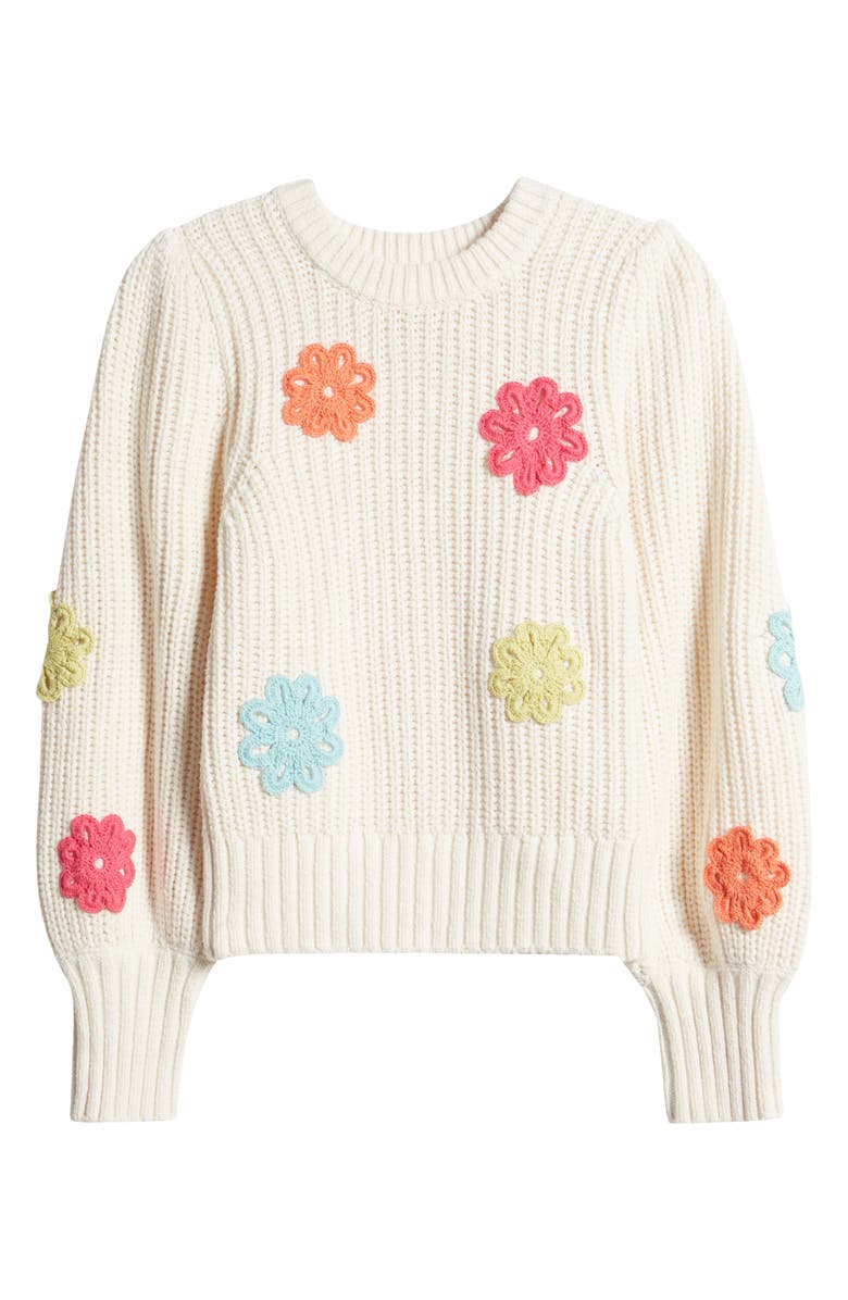 Rails Romi Floral Crochet Accent Crewneck Sweater, Main, color,