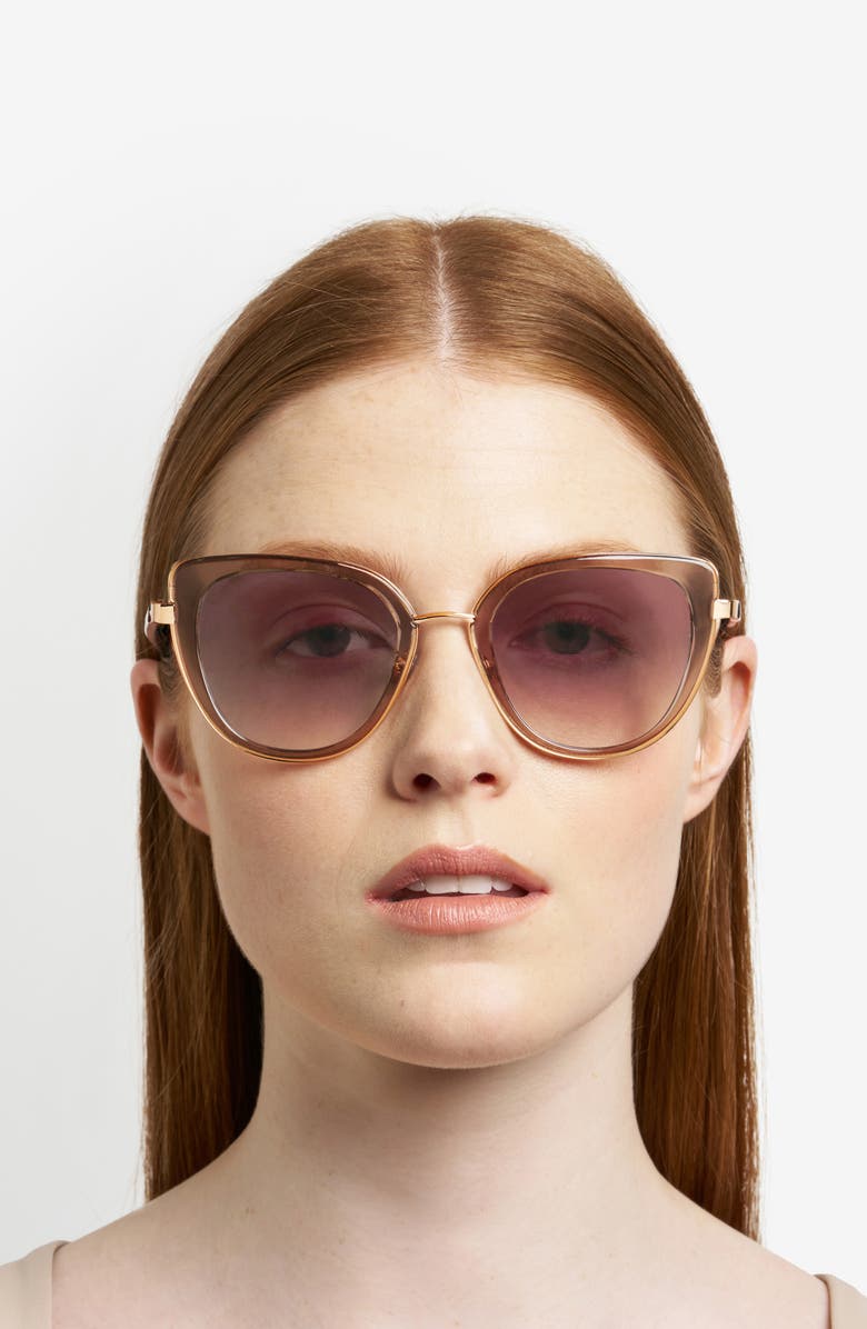 Fossil 52mm Cat Eye Sunglasses, Alternate, color, Crystal Nude