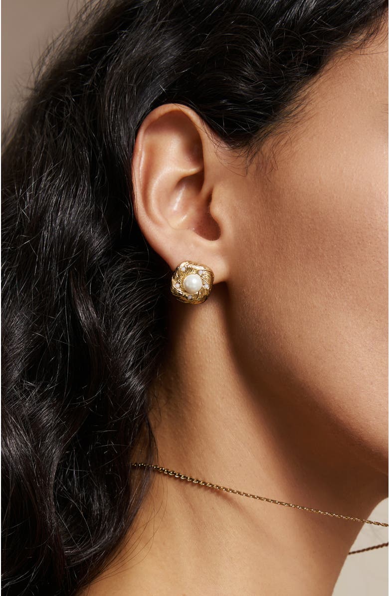 RC RETRO CHIC Canary Ear Stud, Alternate, color, Gold & White