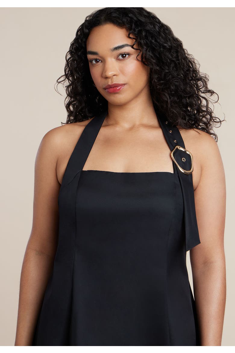 Buckle Neckline Maxi Dress, Alternate, color, BLACK ONYX