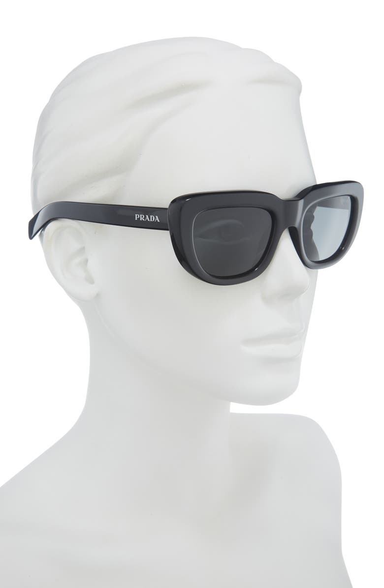 Prada 53mm Rectangular Sunglasses, Alternate, color, Black