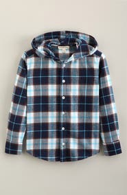 Nordstrom Kids' Hooded Plaid Button-Up Flannel Shirt