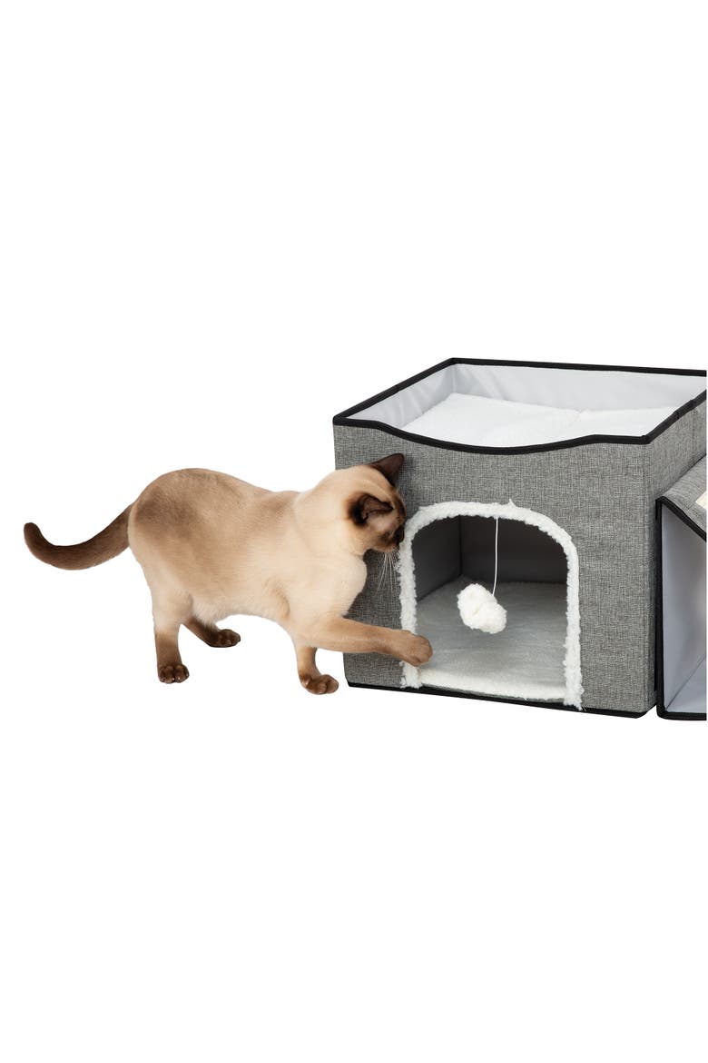 Foldaway Cat Condo & Play Center, Alternate, color, Gray