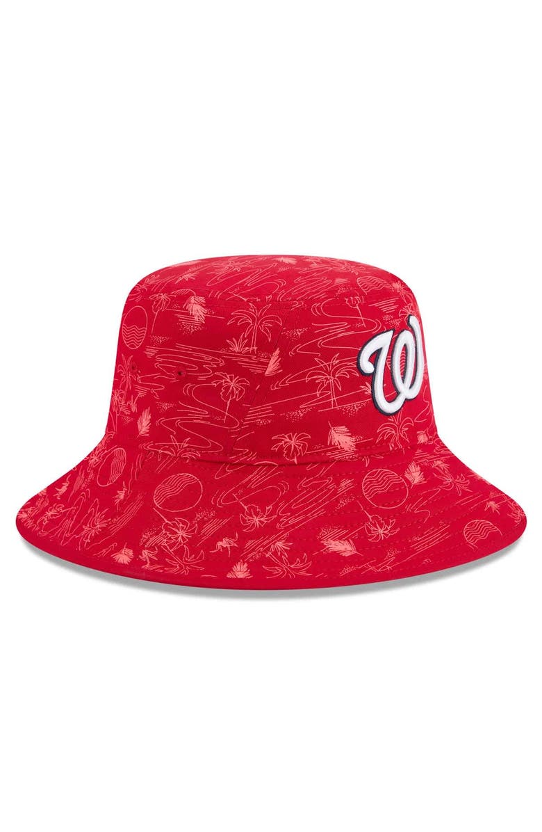 New Era Men's New Era  Red Washington Nationals 2025 Spring Training All Over Print Bucket Hat, Alternate, color, 