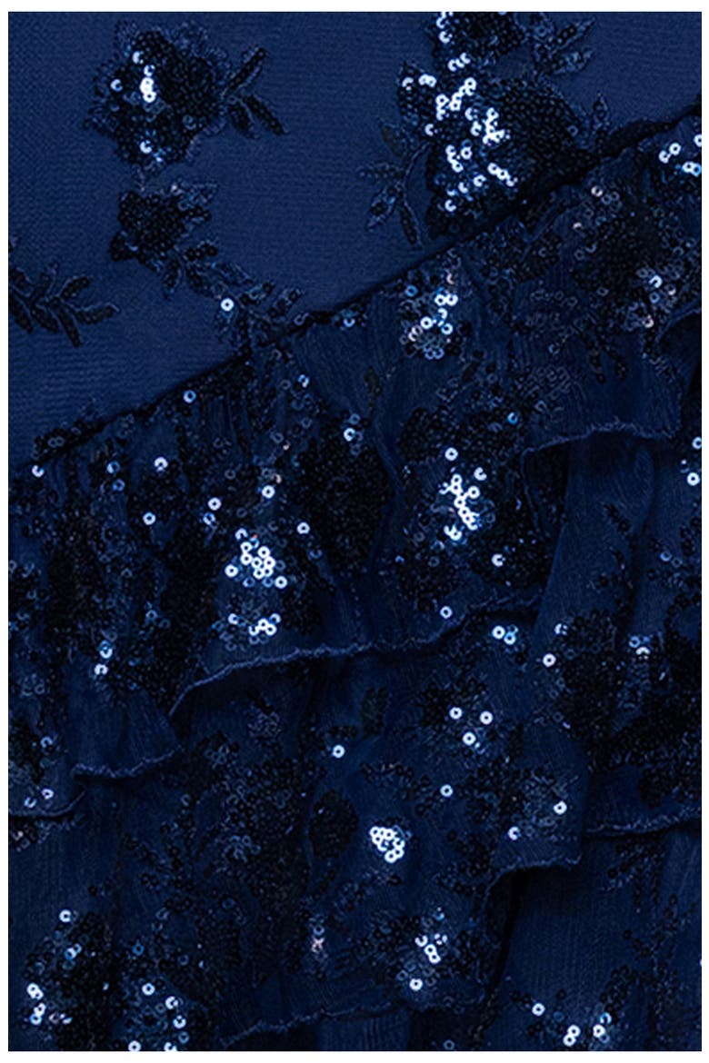 Sequin Embroidered Tiered Tulle Gown, Alternate, color, NAVY