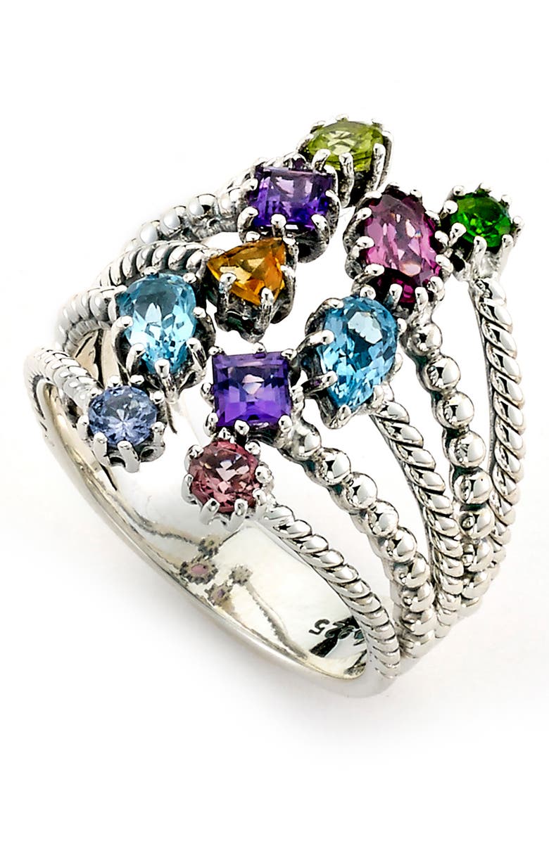 SAMUEL B. Sterling Silver Multi Row Gemstone Ring, Main, color,