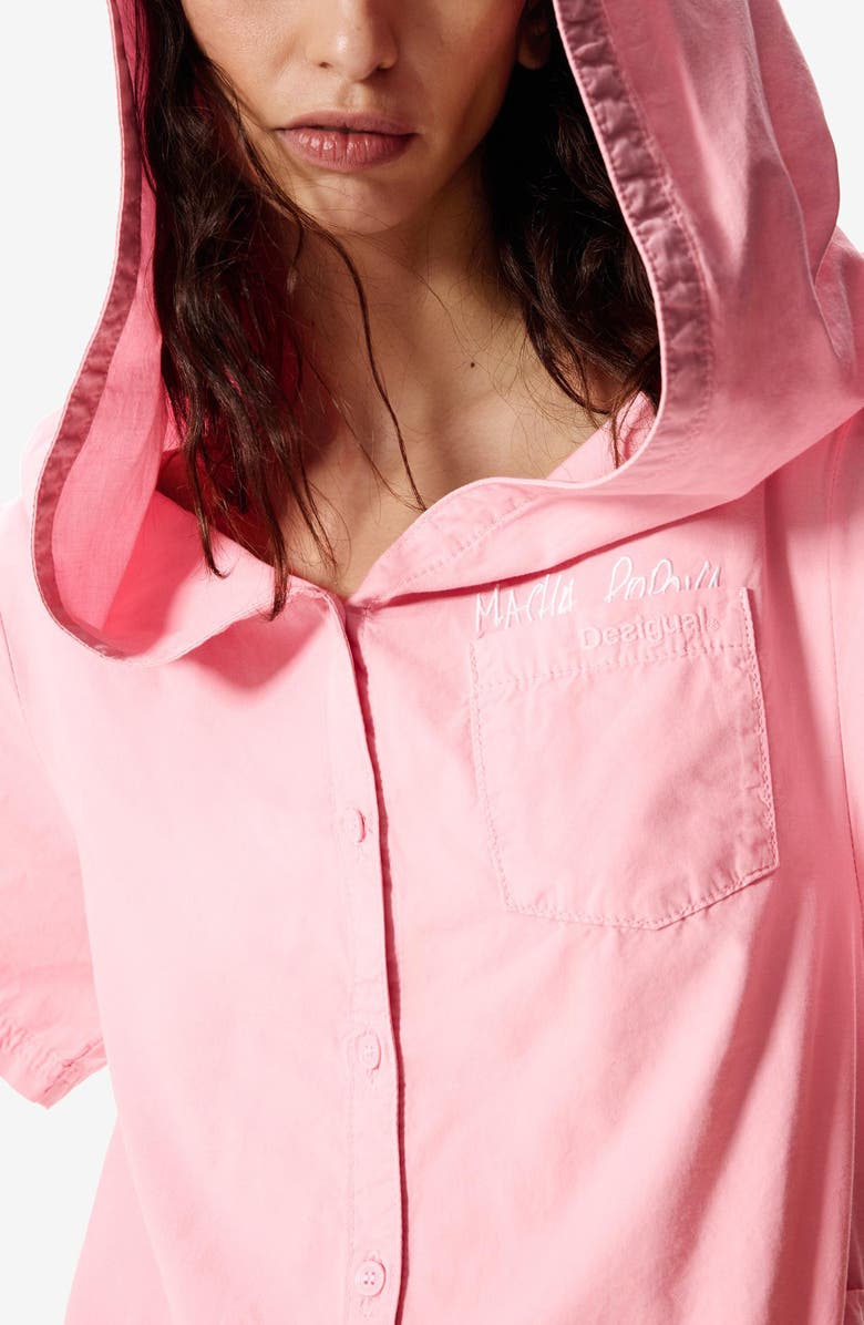 Desigual Short Sleeve Hooded Shirtdress, Alternate, color,