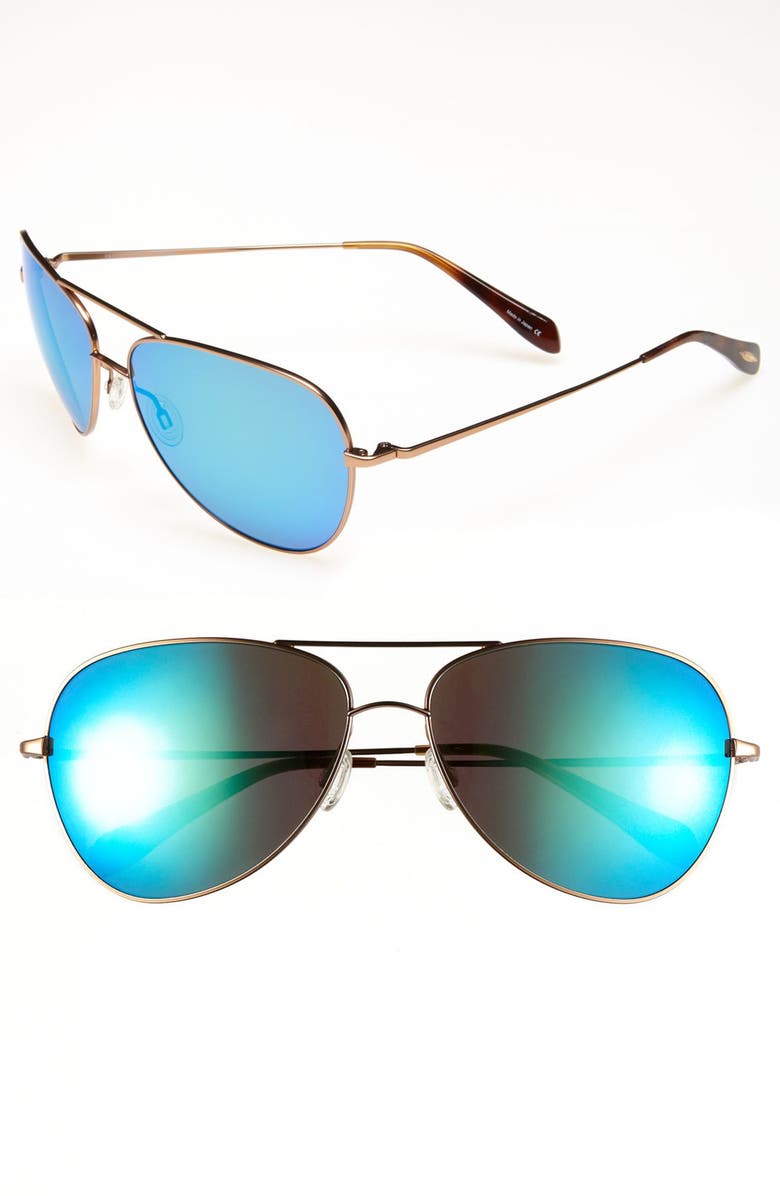 Oliver Peoples Polarized Aviator Sunglasses, Main, color,