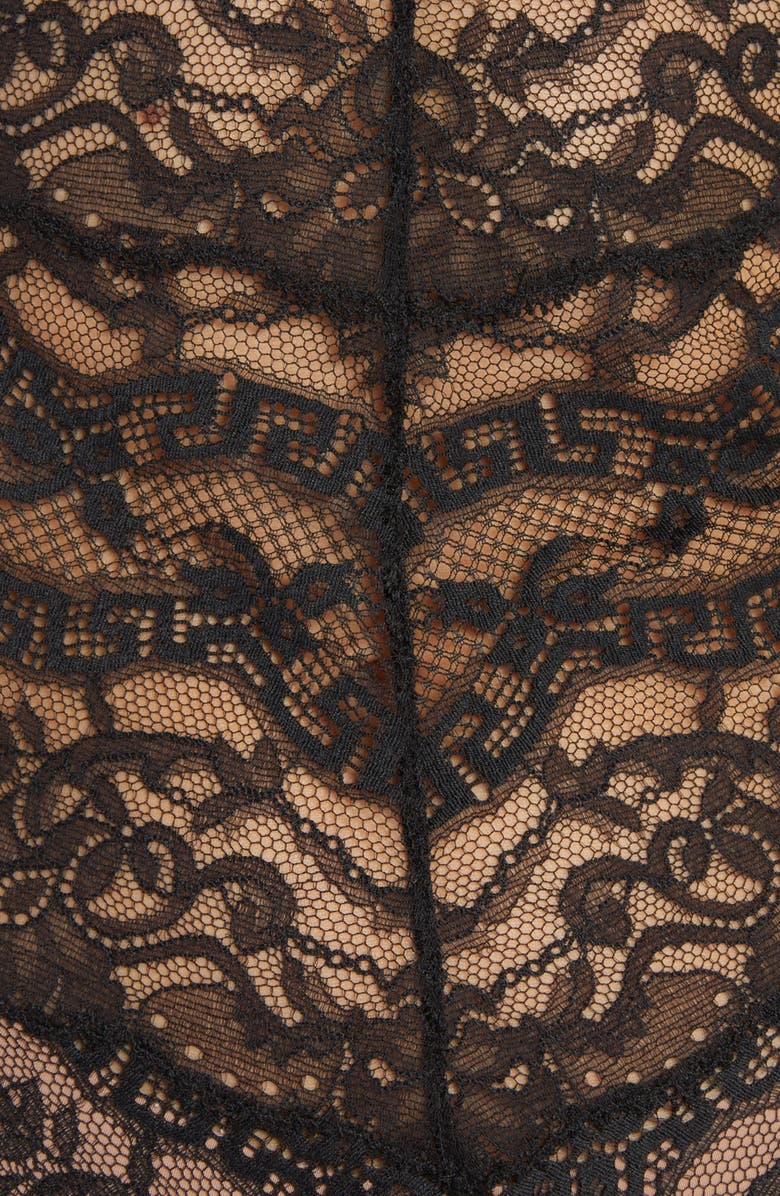 Versace Lace & Satin Bodysuit, Alternate, color,