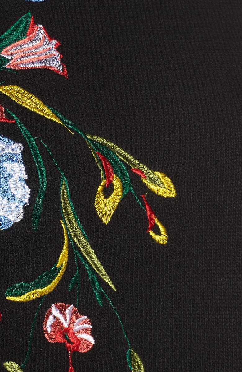 Woven Heart Ruffle Sleeve Embroidered Sweater, Alternate, color, 