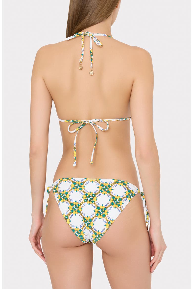 Lemon Tile Triangle Bikini Top, Alternate, color, WHITE MULTI