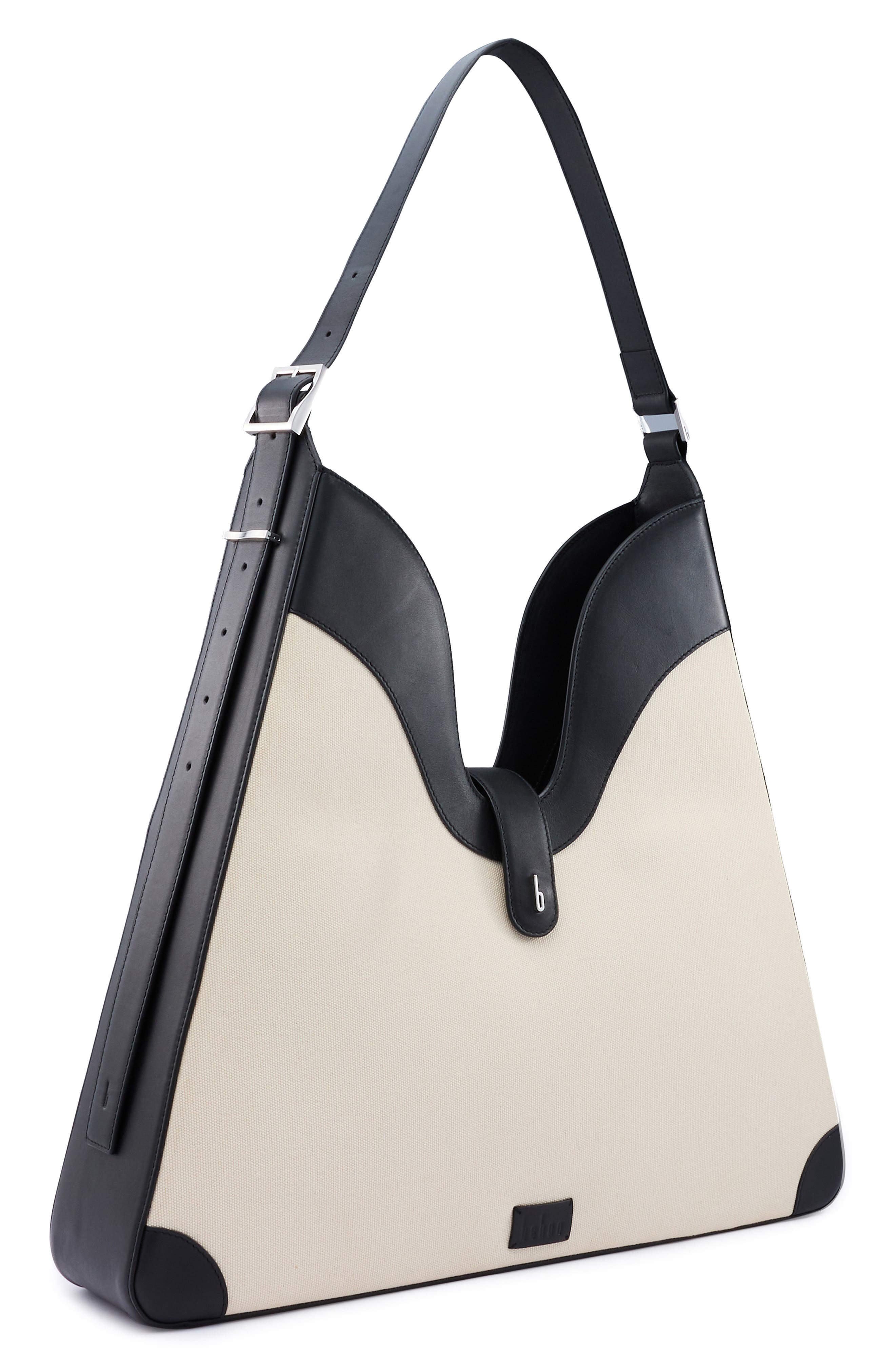 Melina Canvas Shoulder Bag, Alternate, color, SAND/ BLACK