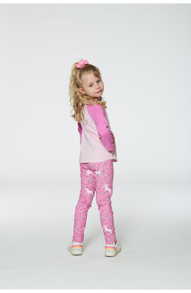 Deux par Deux Girl's Printed Leggings Pink With Unicorn, Alternate, color,