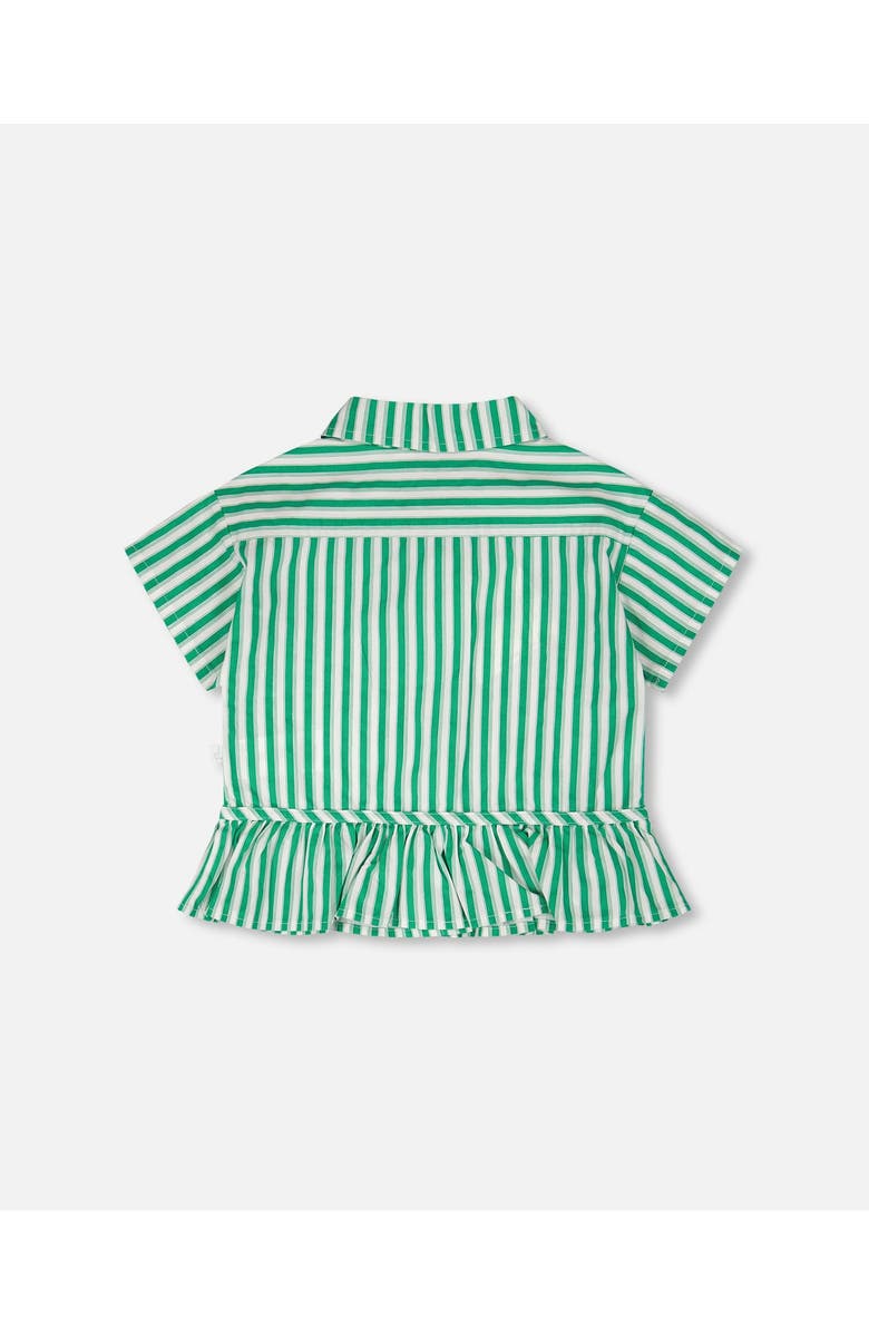 Deux par Deux Short Sleeve Striped Button Down Shirt, Alternate, color, Green Stripes