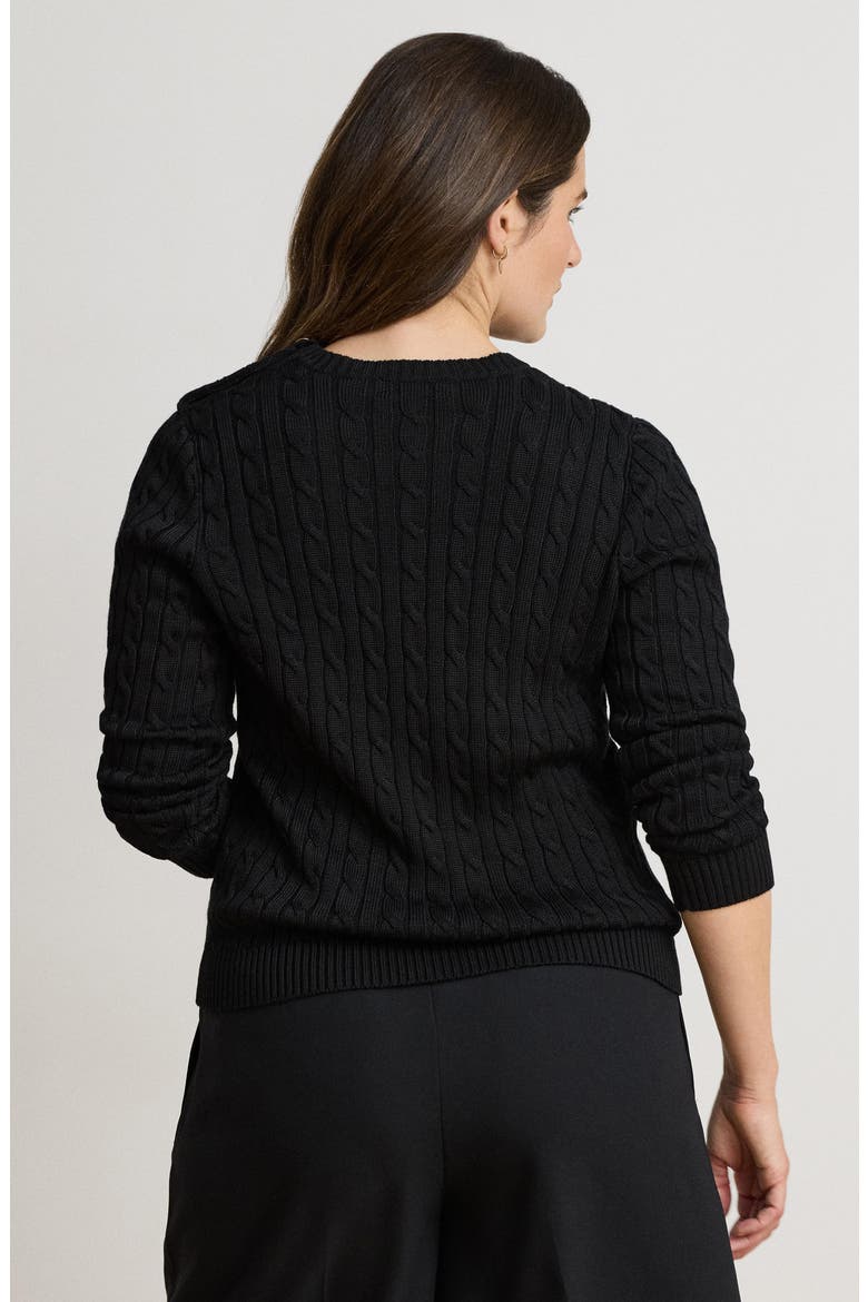 Button Trim Cable Knit Sweater, Alternate, color, BLACK
