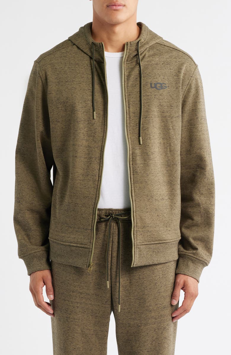 UGG<sup>®</sup> Shiloh Fleece Zip Hoodie, Main, color, Burnt Olive Heather