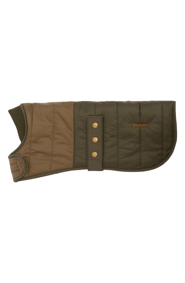 Barbour Brampton Quilted Colorblock Dog Coat, Main, color, Olive/ Khaki