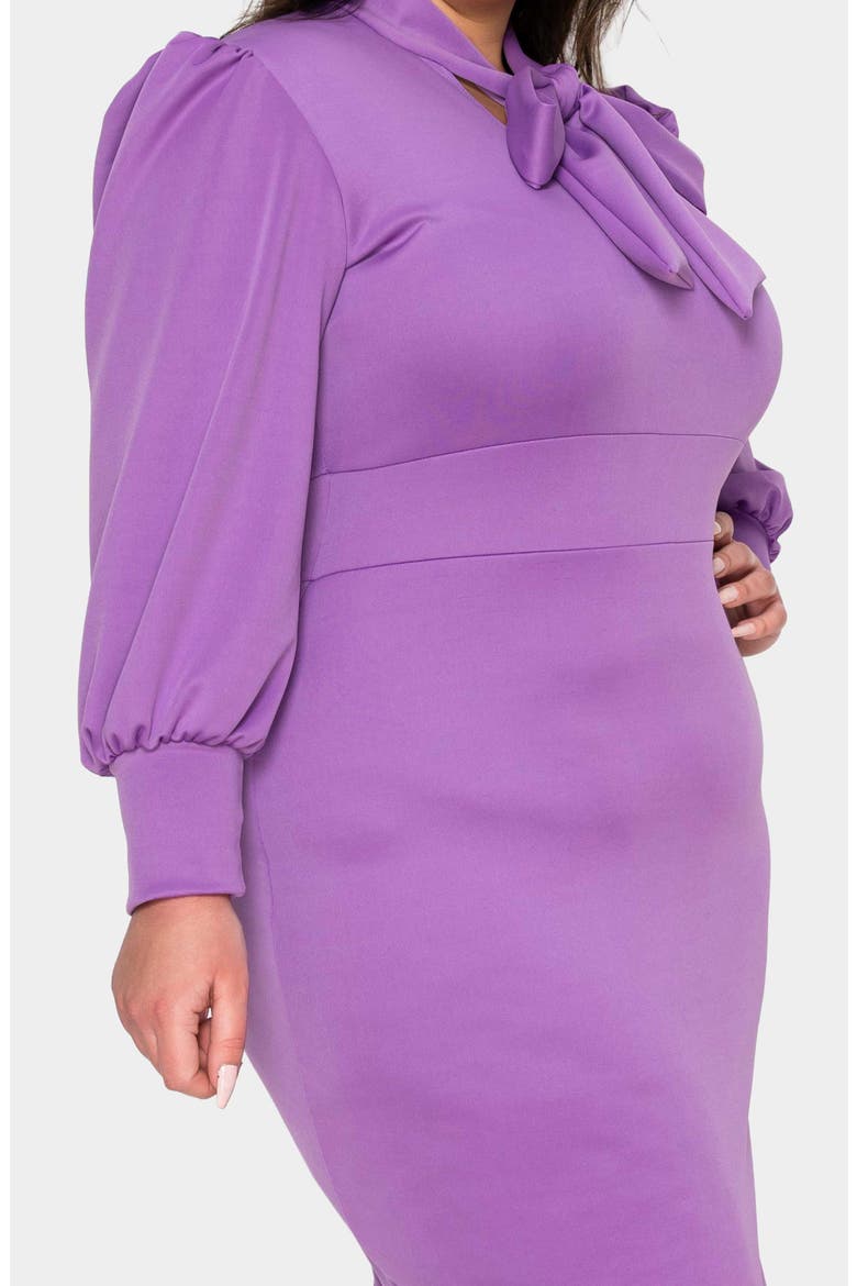 Anastasia Tie Neck Long Sleeve Dress, Alternate, color, LILAC