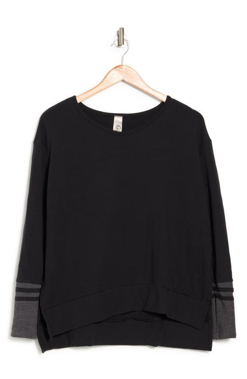 Go Couture Spring Varsity Long Sleeve Tee In Black