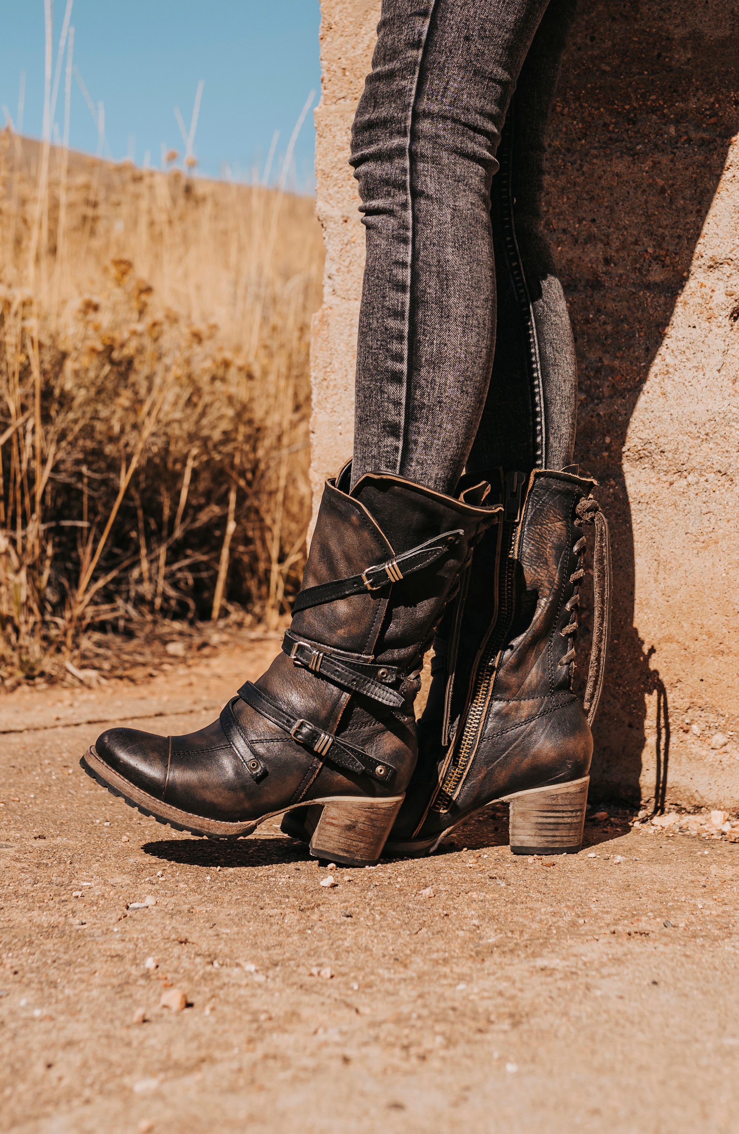 Cora Buckle Boot, Alternate, color, BLACK