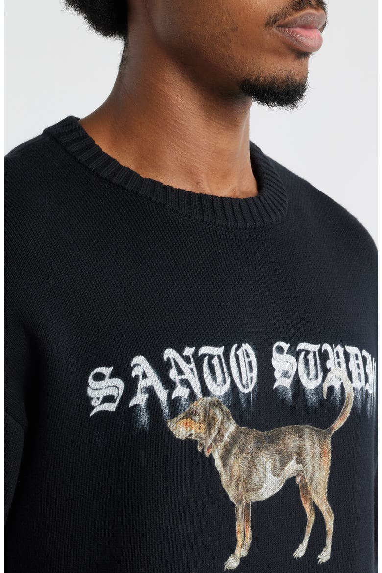 Blurry Dog Knit Sweater, Alternate, color, BLACK