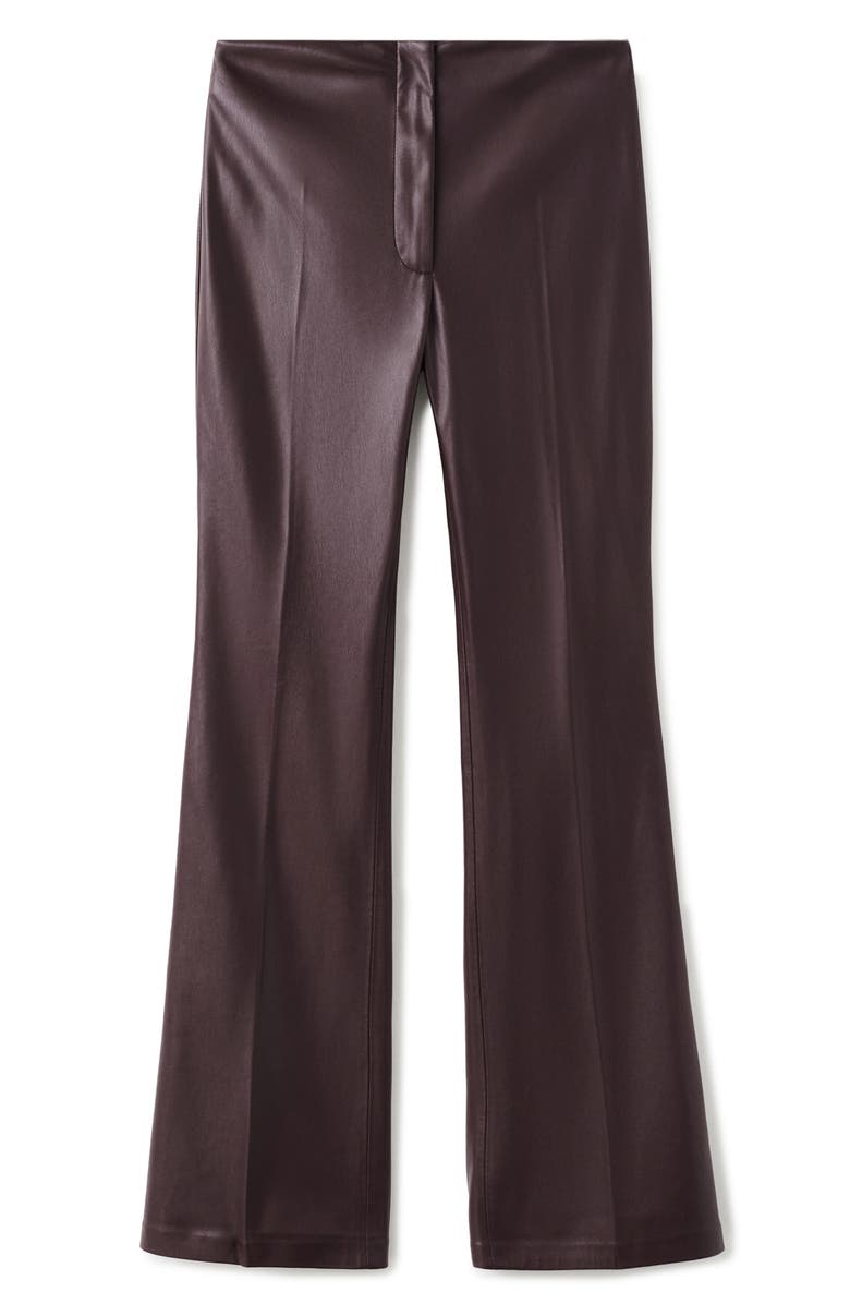 MANGO Slim Fit Faux Leather Flare Pants, Alternate, color, Wine