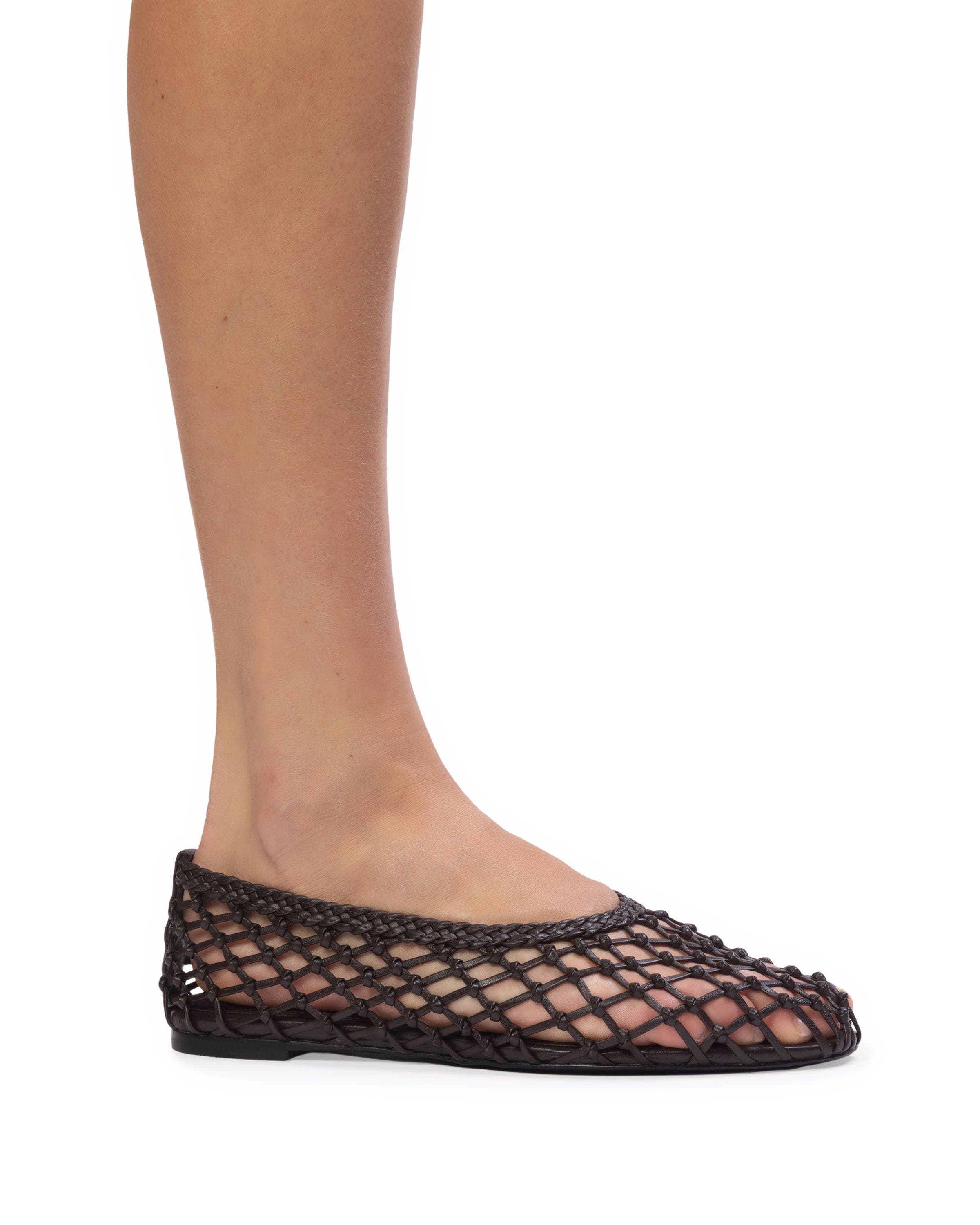 BLACK SUEDE STUDIO Sonia Flat, Alternate, color, Black Coffee Leather