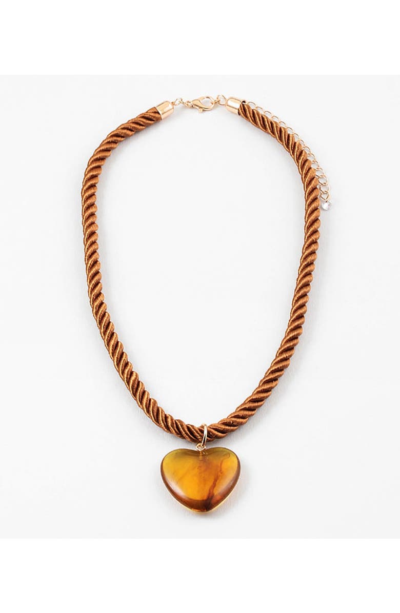 Erin McDermott Jewelry Sun-Warmed Amber Heart Necklace, Main, color, Brown