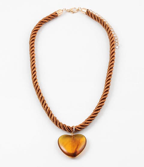 Sun-Warmed Amber Heart Necklace