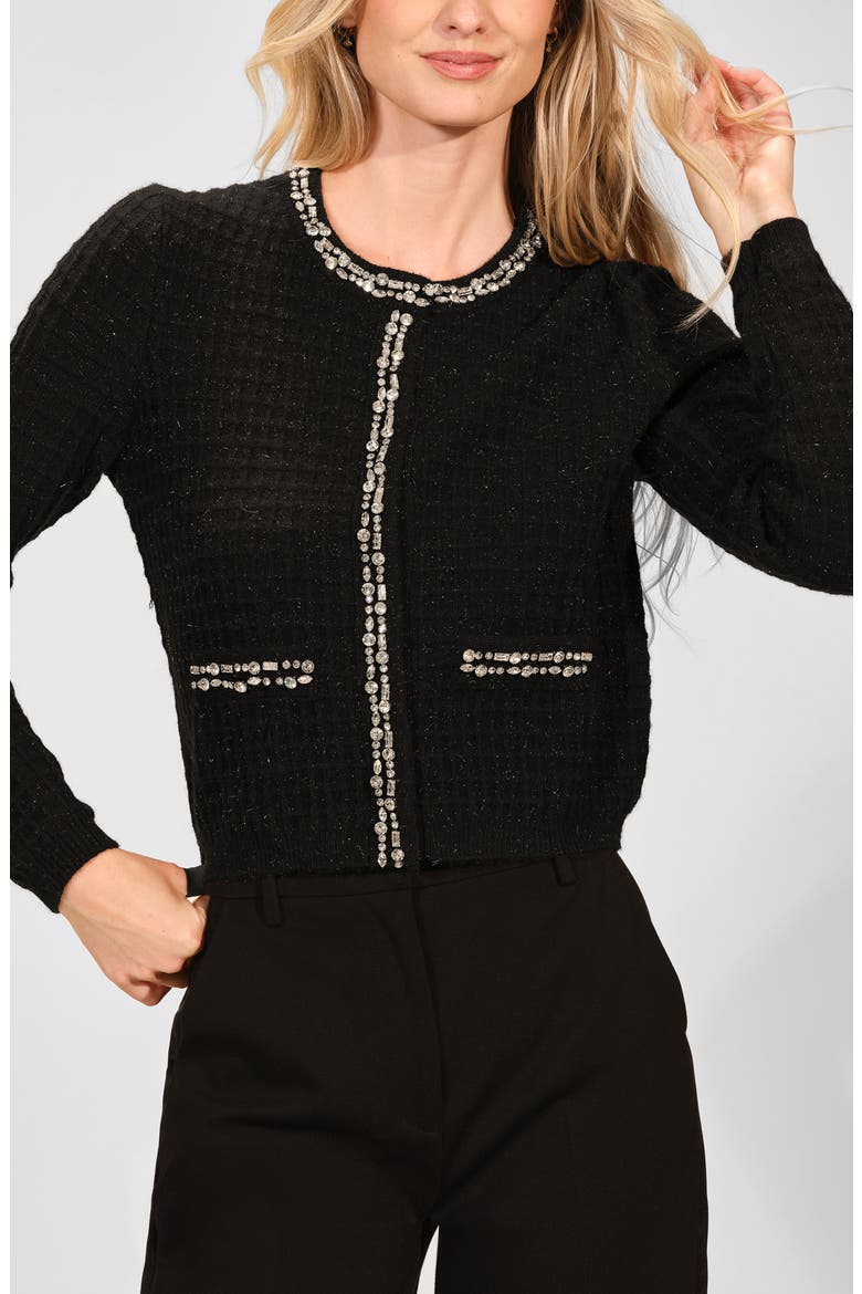 Crystal Crop Cardigan, Main, color, BLACK