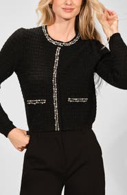 Isaac Mizrahi New York Crystal Crop Cardigan