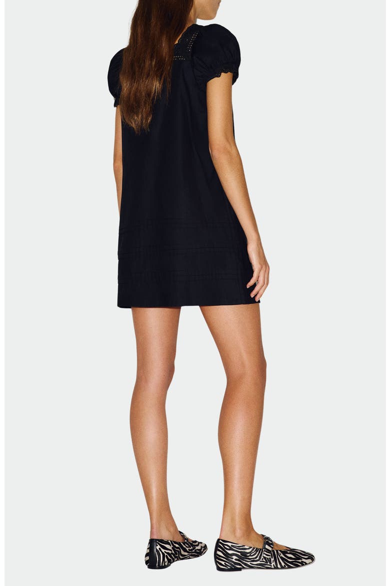Joliette Eyelet Trim Puff Sleeve Minidress, Alternate, color, BLACK