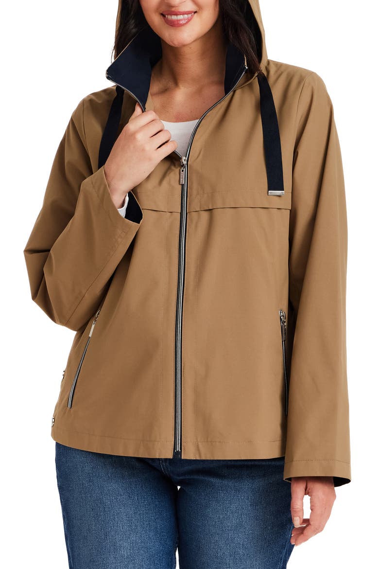 Packable Hooded Rain Jacket, Alternate, color, SEPIA