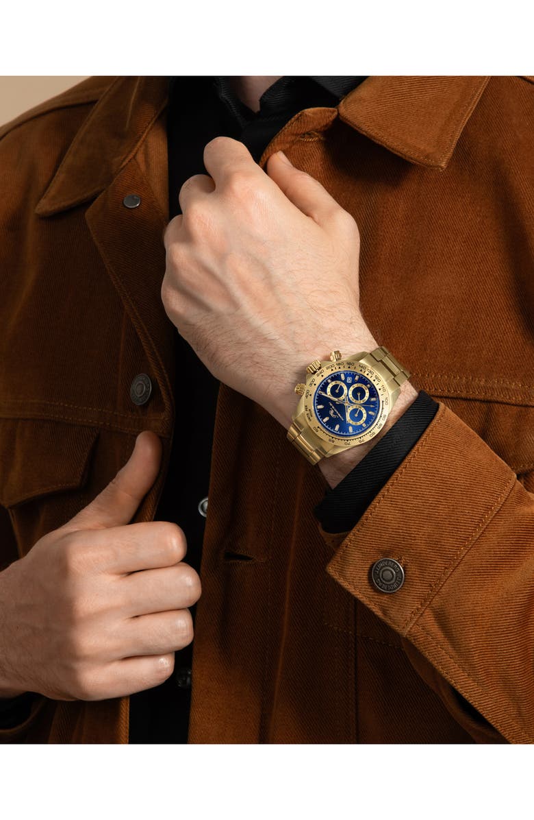 PORSAMO BLEU Men's Preston Multi-Function Dial Stainless Steel Bracelet Watch, 41mm, Alternate, color, 